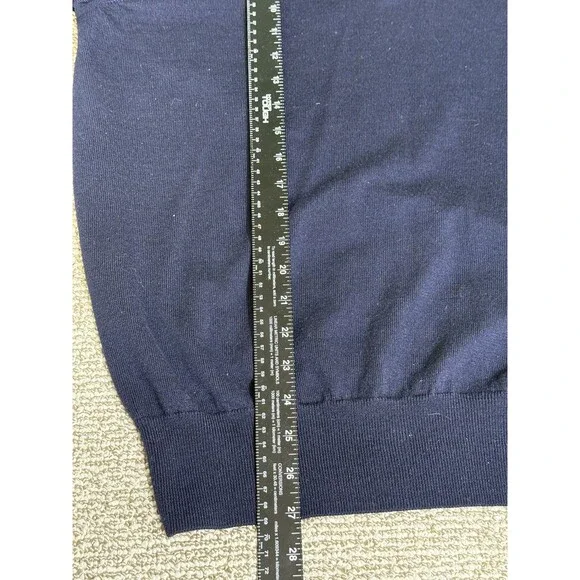 Peter Millar Crown Soft Sweater 1/4 Zip Merino Wool Silk Blend Mens Sz L Navy - Picture 7 of 7